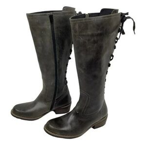 Wolky black lace up with side zipper Heeled Boots size 10